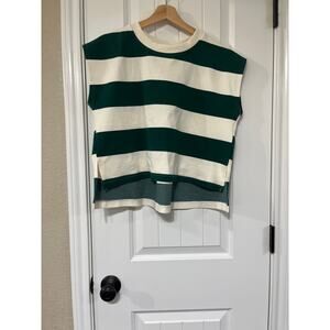 Green and white stripe shirt